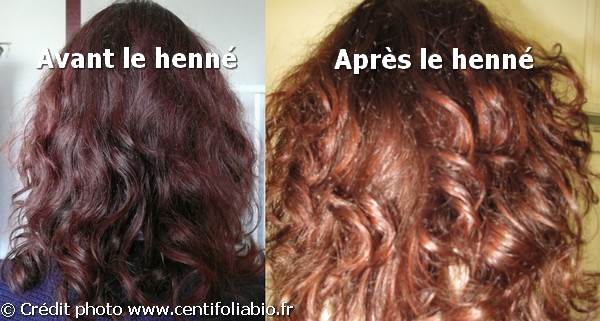 Henné sur cheveux châtain
